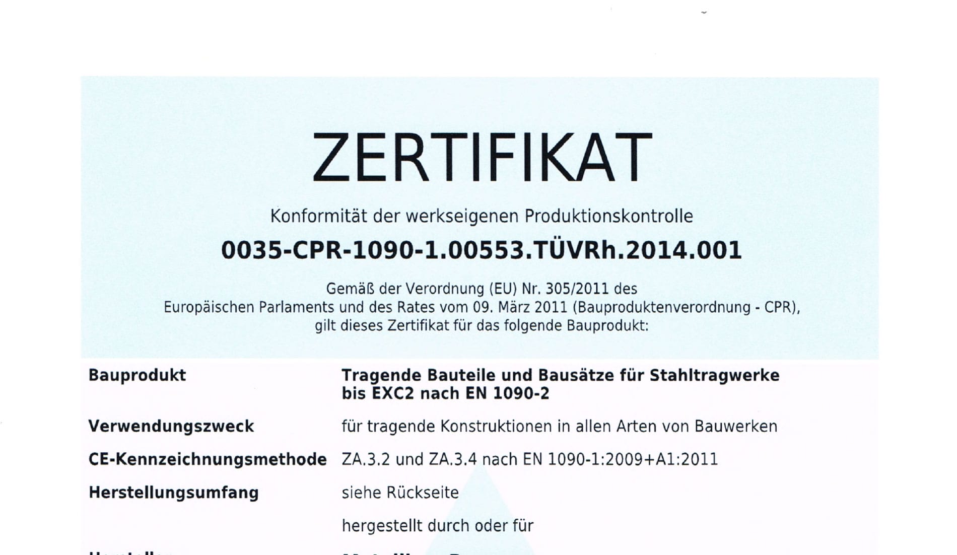Zertifikat vom TÜV